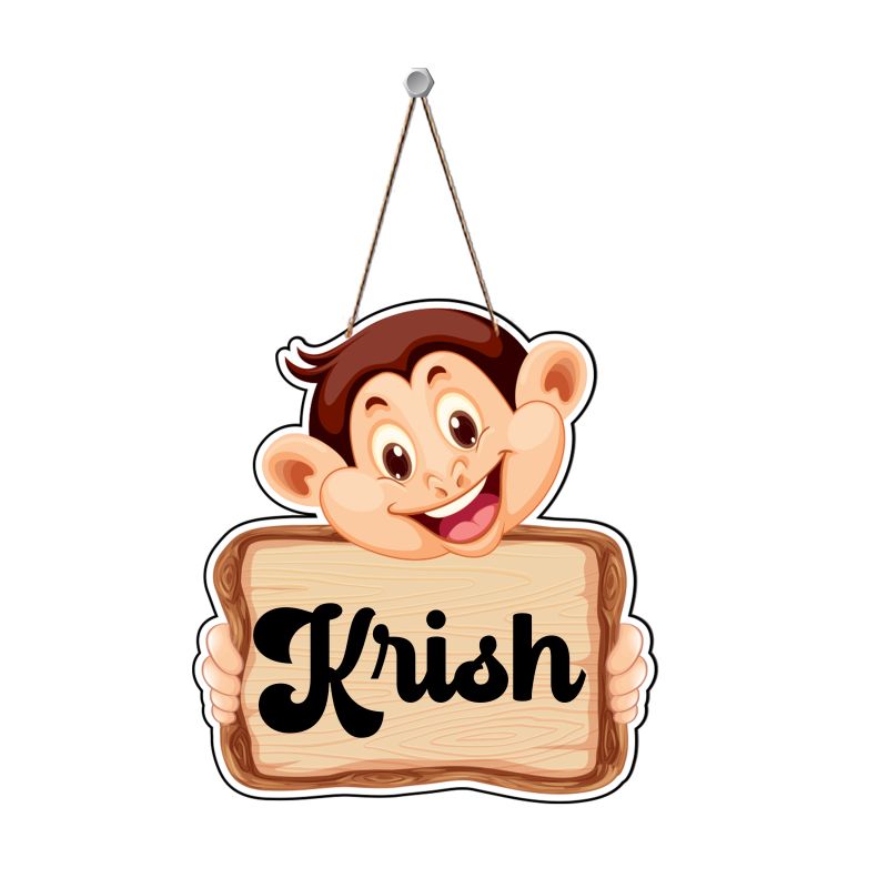 Personalized Monkey Cute Animal Wooden Wall Hanging Customized With Name Kids Room, Living Room, Home Decor Birthday Gift For Kids
